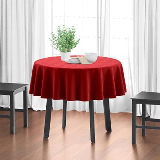 OEM Mantel Redondo De Algod&oacute;n, 140 Cm, Rojo Oscuro Liso, Lavable A M&aacute;quina, Decoraci&oacute;n De Comedor