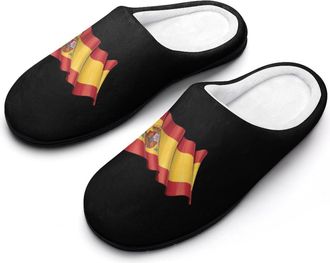 Generic Spain Flag Mens Slipper Slip On Winter Warm House Slippers Shoes Indoor Outdoor