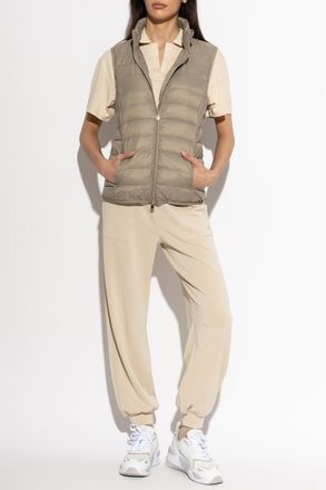 Emporio Armani Insulated Vest With A Stand-up Collar, Womens, Beige