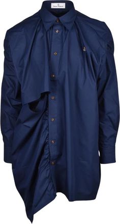 Vivienne Westwood Asymmetrische Oversized Shirt - Heren - Casual Overhemden - Blauw - S - Katoen - Overhemden