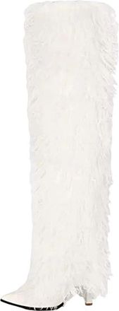 Generic Womens Sexy Knee High Dress Boots Pointed Toe Super High Stiletto Heel Slip On Design With A Warm Lining