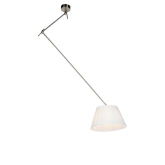 QAZQA Cl&aacute;sico/antiguo L&aacute;mpara Colgante De Acero Con Pantalla Plisada Crema 35 Cm - Blitz Textil /acero Cil&iacute;ndra /alargada /redonda Adecuado Para Led Max. 1 