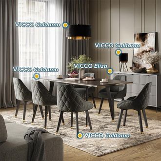 Vicco Mesa De Comedor Goldamo, Negro, 200 X 90 Cm Extensible Vicco