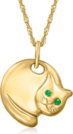Ross-Simons Italian 18kt Gold Over Sterling Curled-Up Cat Pendant Necklace