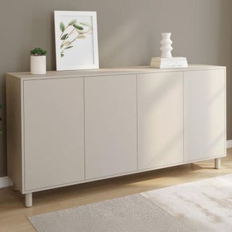 IDMarket Aparador Bertille 160 Cm Con 4 Puertas De Madera Beige