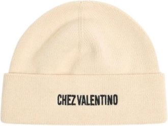 Valentino Garavani Gebreide wollen muts met borduursel - Heren - Hoeden - Beige - ONE Size - Wol - Accessoires