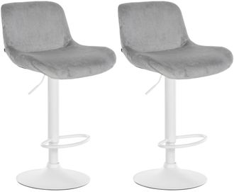 Clp Lote De 2 Taburetes De Bar Solon Blanco Gris Terciopelo