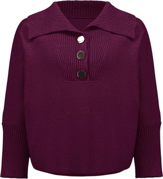 Joseph Ribkoff Losvallende trui met knoopsluiting - Dames - Ronde hals truien - Paars - XL - Truien & Vesten