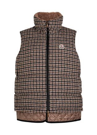 Moncler Touvet Houndstooth Quilted Wool-blend Gilet - Grey - 4 (UK 16 / XL)
