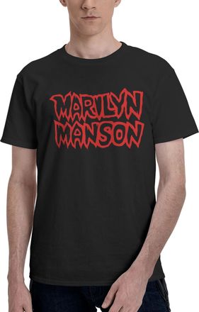 Generic Mens Manson Rock Band Marilyn Printed Cotton Shirt Simple and Practical Top Casual and Sport Shirts Black XL