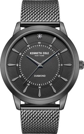 Kenneth Cole Genuine Diamond Mesh Strap Watch, 44mm - 0.005ct. in Black at Nordstrom Rack