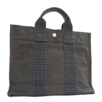 Herm&egrave;s Gray Canvas Handbag Shoulder Bag Tote Bag (Pre-Owned)