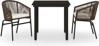 vidaXL Juego De Comedor De Jard&iacute;n 3 Piezas Marr&oacute;n Vidaxl