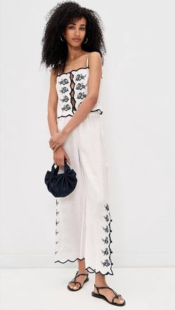 Cami NYC Madrid Embroidered Linen Pants In Macadamia