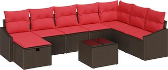 vidaXL Conjunto De Sof&aacute; De Jard&iacute;n 9 Uds. Rat&aacute;n Sint&eacute;tico Vidaxl