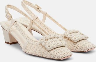 Roger Vivier Belle Vivier crochet and leather slingback pumps