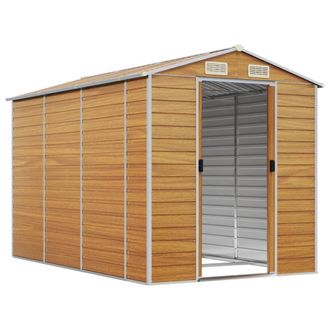 Berkfield Home Garden Shed Light Brown 191x300x198 cm Galvanised Steel | Size: 191 x 300 x 198 cm