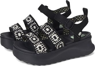 HeyDude Hey Dude Womens Delray Buckle Cottage Crochet Loafer, Black/White, 5.5 UK