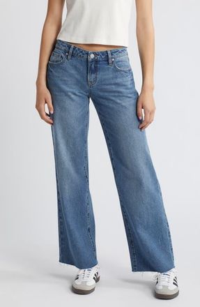 PacSun Raw Edge Wide Leg Jeans in Asher Dark Wash at Nordstrom, Size 30