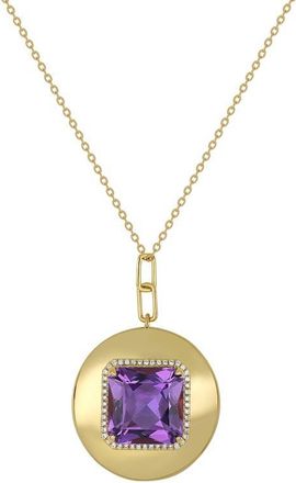 Bony Levy Iris Amethyst & Diamond Medallion Pendant Necklace in 18K Yellow Gold at Nordstrom