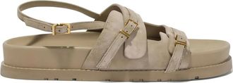 SIMKHAI Carey buckle-strap suede sandals - women - Calf Suede/Calf Leather/Rubber - 36 - Neutrals