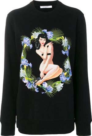 Givenchy pin-up Birds of Paradise print sweatshirt - Nero