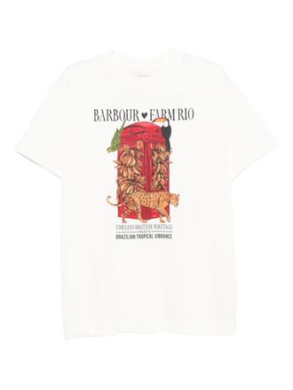 Barbour x FARM Rio Maria Clara T-shirt met print - Wit