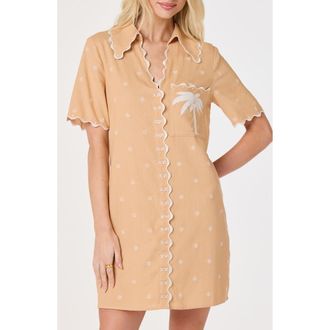 ASTR the Label Noelle Scallop Trim Shirtdress in Peach at Nordstrom, Size X-Small