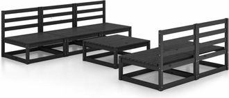 vidaXL Vidaxl - Juego De Muebles De Jard&iacute;n 6 Piezas Negro Madera Maciza De Pino