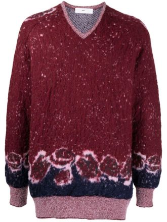 Toga Archives Maglione a fantasia con scollo a V - Rosso