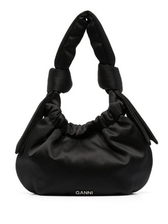Ganni drawstring-fastening shoulder bag - women - Organic Cotton/Polyester/Recycled Polyester - OS - Black