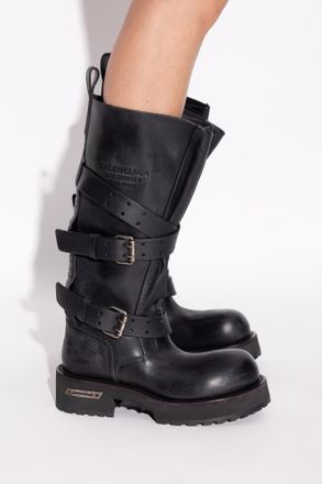 Balenciaga Leather Boots, Womens, Black