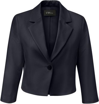 s.Oliver Black Label Kurzblazer S.OLIVER BLACK LABEL, Damen, Gr. 40, navy, Web, Obermaterial: 93% Polyester, 7% Elasthan, unifarben, normal taillenlang, tiefer V-Ausschnit