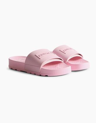 Hunter Womens Hunter Core Embossedr Polyurethane Womens Parfait Pink Slides - Size: 7