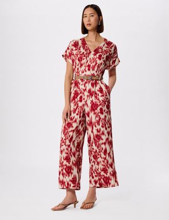 Whistles Blurred Floral Tie Jumpsuit in Red/multi at Nordstrom, Size 12