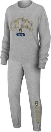 WEAR by Erin Andrews Womens WEAR by Erin Andrews Gray Milwaukee Brewers Knitted Lounge Set at Nordstrom, Size Medium