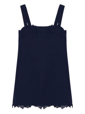 SIMKHAI Sloan frayed-hem mini dress - women - Cotton - 6 - Blue