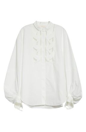 Zimmermann Kindred Spirit Luna Appliqu&eacute; Button-Up Shirt in Ivory at Nordstrom, Size 0P