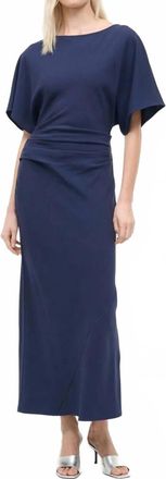 Staud Amelie Midi Length Dress In Navy