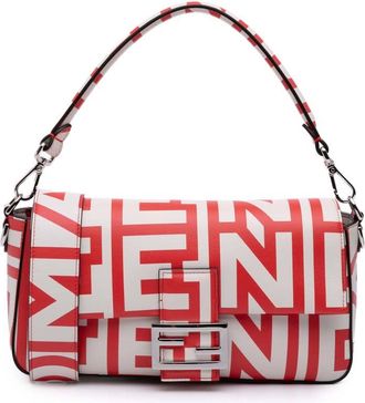 Fendi Pre-owned Fendi Marc Jacobs Nappa Vitello King Logo Print Phone Baguette Satchel Ladies 8BR600 AMWQ 229 0501