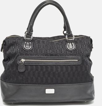 Aigner Black Monogram Canvas And Leather Front Pocket Tote