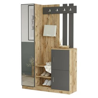 Dmora Muebles De Entrada Dgagn, Entrada Para Perchas, Composici&oacute;n Para Atrio, Consola De Almacenamiento Multifunci&oacute;n, 114x38h180 Cm, Roble Y Antracita - Dmo