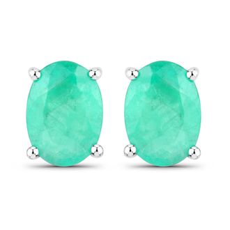 Diana M. Jewels Zambian Emerald Oval 7x5mm - 2Pcs ( Push Post )