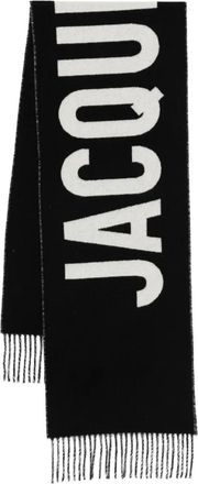 Jacquemus Sciarpa con logo ricamato - Nero