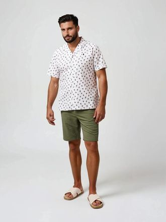 Stone Rose Seersucker Cactus Print Resort SS Button-Up Shirt in White at Nordstrom, Size Xx-Large