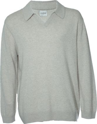 Le Kasha Grey long sleeve cashmere polo