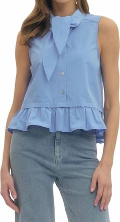 Entro Caroline Tie Neck Top In Blue