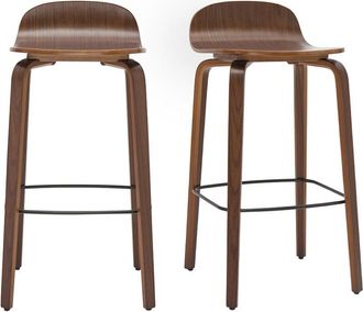 Miliboo Set De 2 Taburetes De Cocina Vintage De Nogal 68 Cm Obra