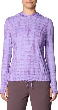 Mountain Hardwear Crater Lake Long Sleeve UPF 50+ Hooded T-Shirt in Harbor Violet Prismatic Print at Nordstrom, Size X-Small