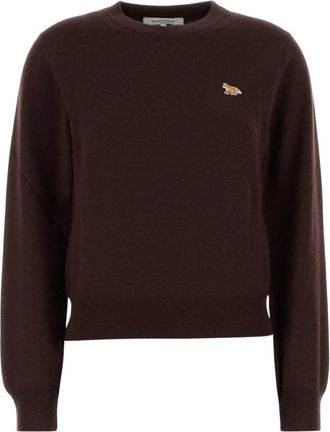 Maison Kitsun&eacute; Round-neck Truien - Dames - Ronde hals truien - Bruin - S - Truien & Vesten